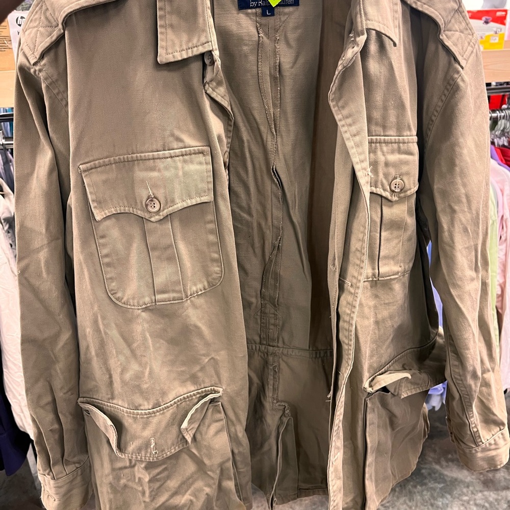 VINTAGE Polo by Ralph Lauren Tan safari Jacket without belt